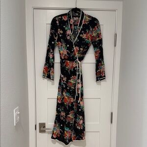 RIXO Black Floral Midi Dress